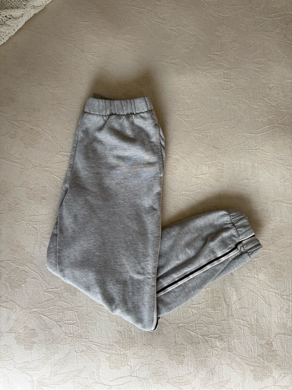 Brandy Melville gray sweatpants with black/white stripes on the side